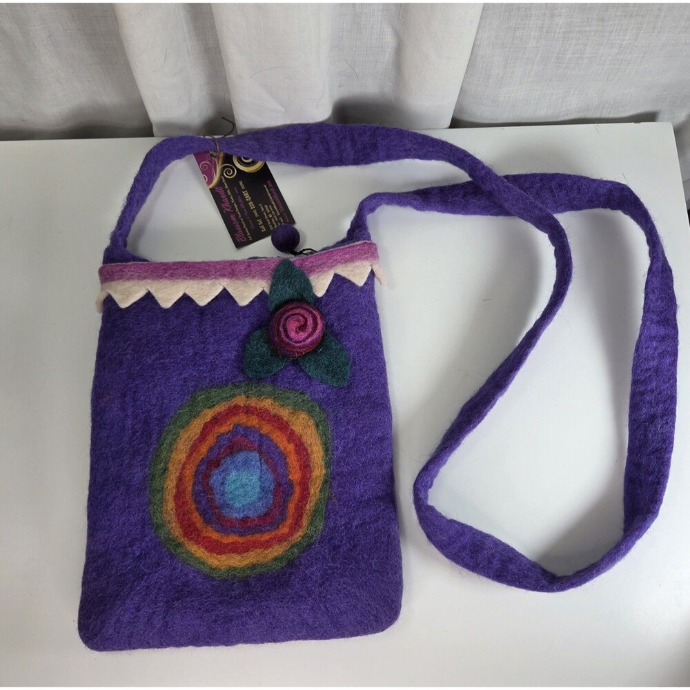 Felted Wool Purple Crossbody Bag NWT